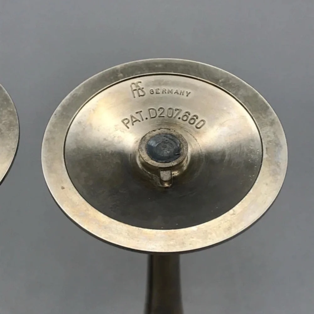 Antique German Pewter Candlestick Holders - Set of 2 - Made in Soumgen Germany